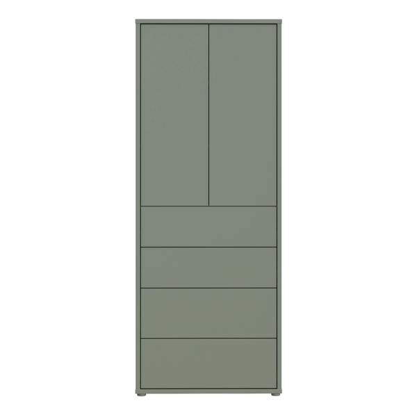 Furniture To Go Alice Springs Tall Storage Cabinet with Push-to-Open Doors & 4 Drawers in Sage Green