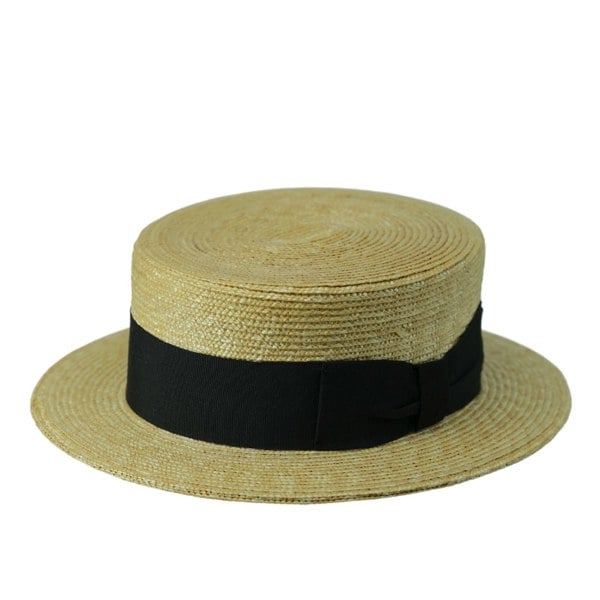 Gamble & Gunn Cambridge Straw Boater with Black Grosgrain Ribbon