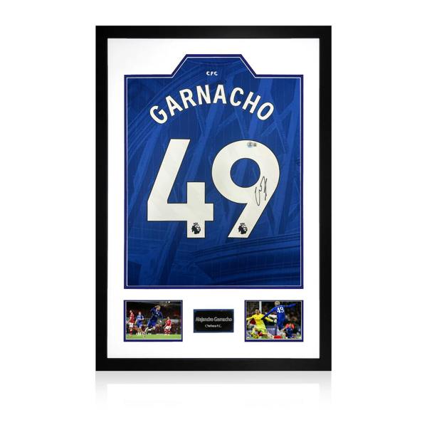 Alejandro Garnacho Signed Chelsea Shirt Premium Frame (Beckett)