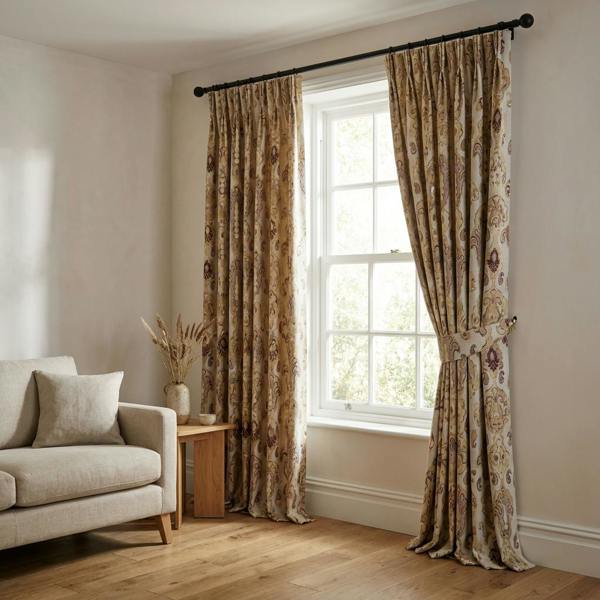 Alvi made-to-measure curtains in Autumn, styled in a living room