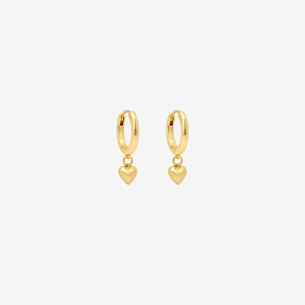 Uchi & Soto Kokoro Gold Heart Drop Huggies Earrings