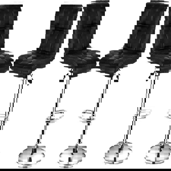 Gr8 Home Pair Of 2 Black Faux Leather Swivel Breakfast Bar Stool Chairs Chrome Gas Lift