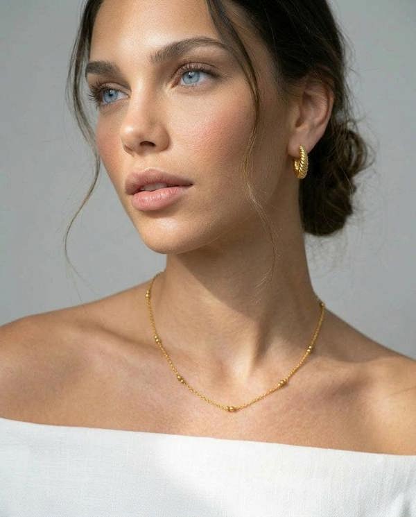 Elk & Bloom 14K Gold Double Beaded Satellite Chain Necklace