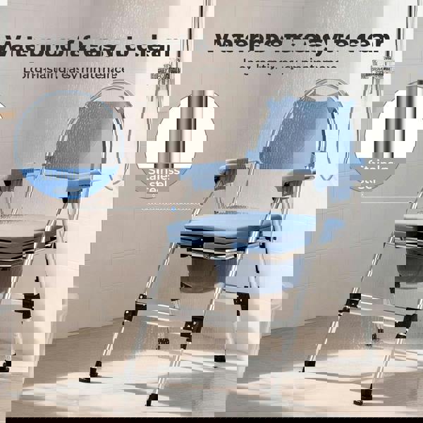 Levede Commode Chair for Bedroom Folding Adjustable Bedside Toilet Shower Chair