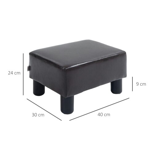 Wyld Haus Fatopa Brown Faux Leather Cube Footstool With 4 Plastic Feet