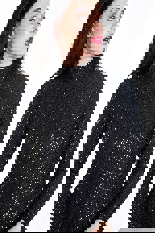 Gini London Black Sequin High Neck Bodycon Dress