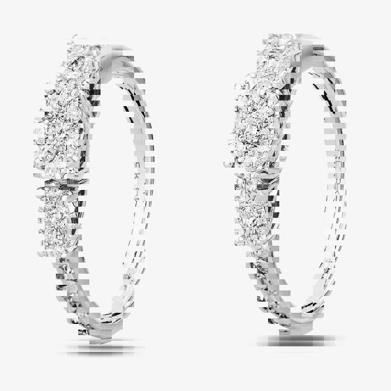 T. H. Baker 9ct White Gold 1.00ct Diamond Cluster Trilogy Ring TH011297R