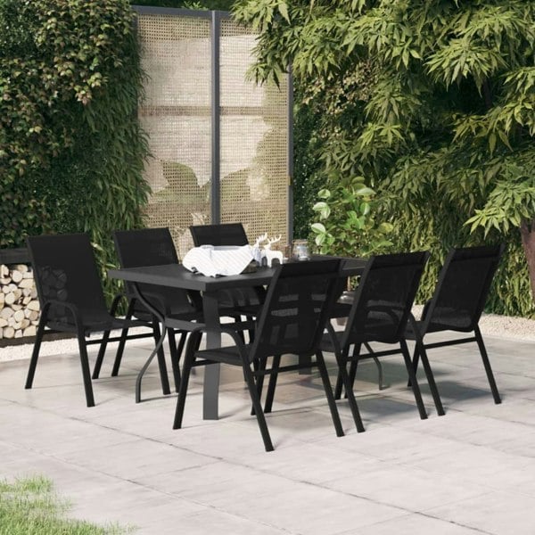 Berkfield 7 Piece Garden Dining Set Black