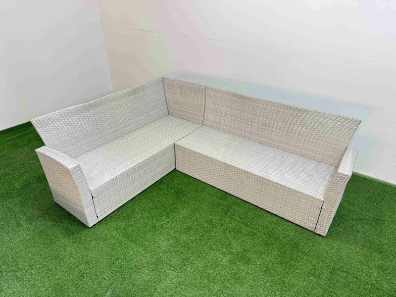 Fimous Outdoor Rattan Garden Furniture Set 6 Seater Corner Sofa Sets with Square Coffee Table Light Grey Mixed