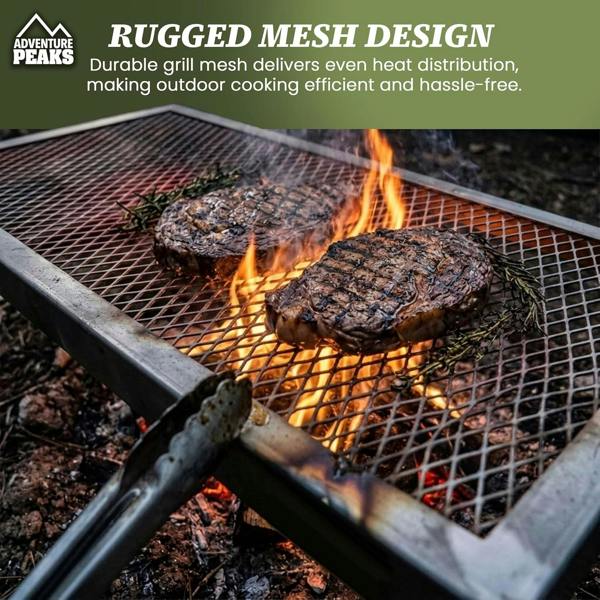 Adventure Peaks Foldable Camping Grill - 63 x 30 x 17 cm Portable BBQ with Steel Mesh, Compact Travel Grill for Camping