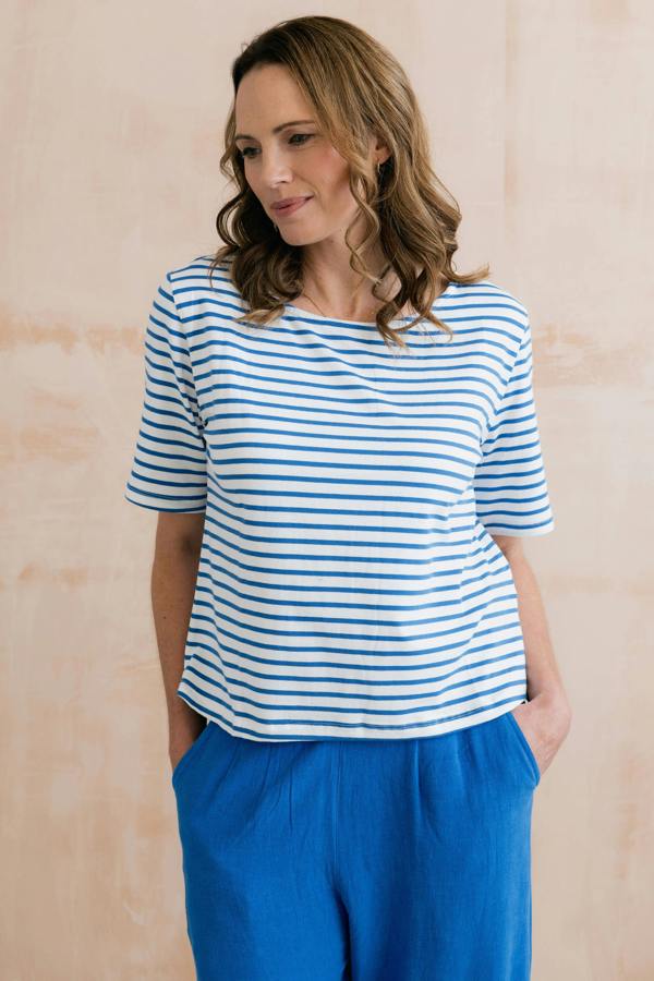 Kite Boxy Stripe T-Shirt Cobalt