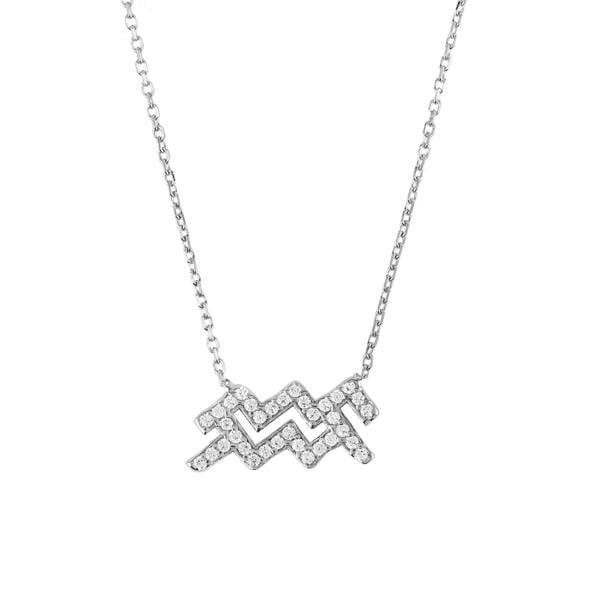 Zodiac Star Sign Pendant Necklace Silver Aquarius - LATELITA Necklaces