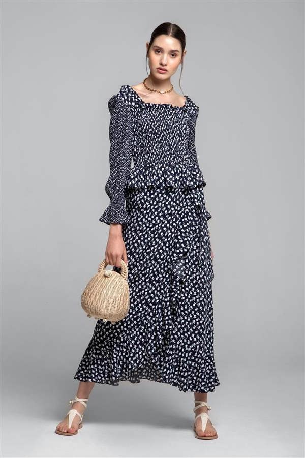 Rumour London Stella ruffled floral-print wrap skirt