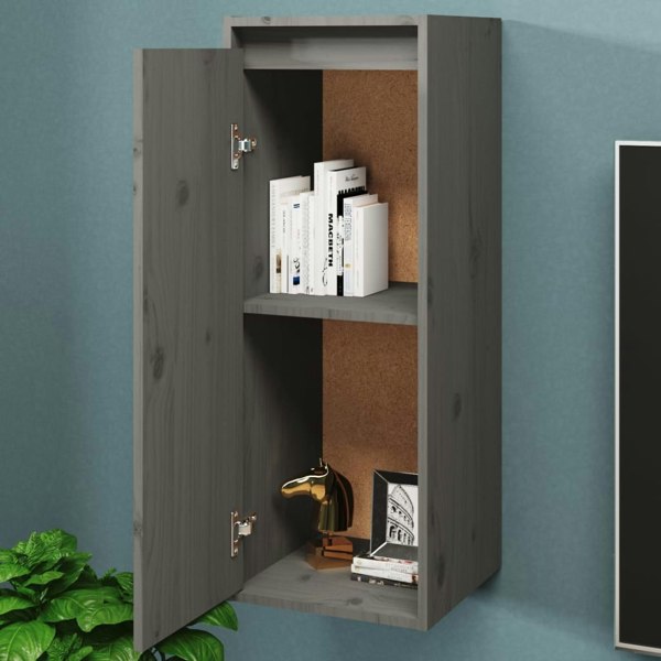 Berkfield Wall Cabinet Grey 30x30x80 cm Solid Wood Pine