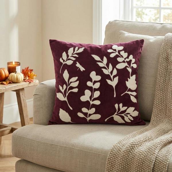 Garden Greatness Autumn Leaves Applique Decorative Cushion