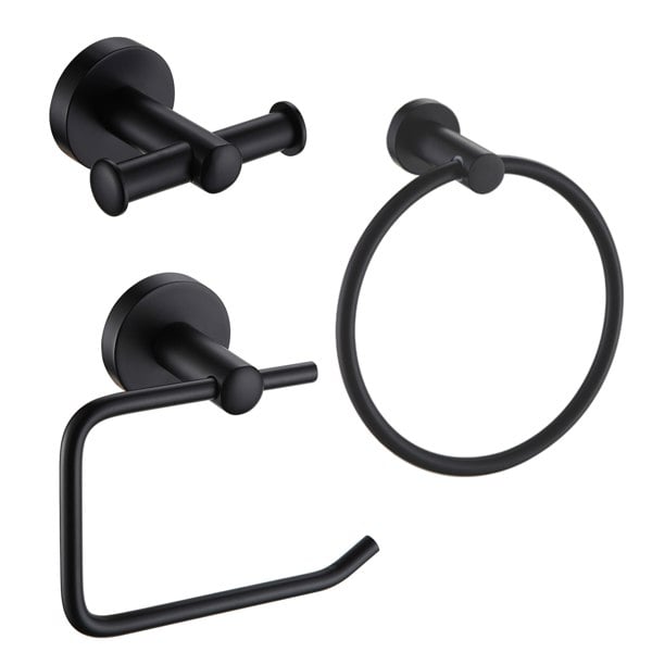 Showerdrape Modernity Black Stainless Steel Wall Mounted 3 Piece Bathroom Accessory Set
