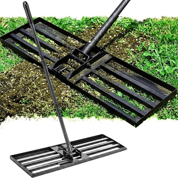 My Garden Outdoor Living My Garden Levelling Rake 1.57M - Foldable Garden Soil Leveling Rake with Tiltable Handle - 76 x 25cm Steel Leveller Tool