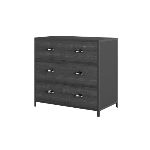 Wyld Haus Como Black Faux Concrete 3 Drawer Chest