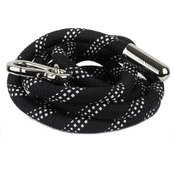 Alexander McQueen knotted rope belt in black and white