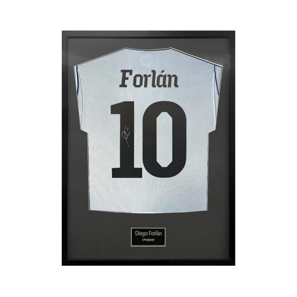 Diego Forlan Signed Uruguay Shirt Standard Frame