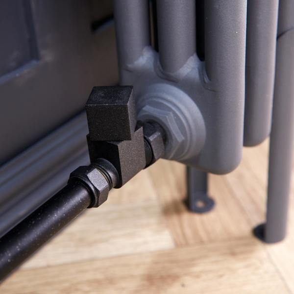 Flode Straight Square Manual Radiator Valve Pack | 15mm x 1/2″ | Anthracite