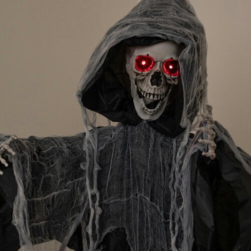 Samuel Alexander 1.7m Animated Cackling Reaper Halloween Decoration with Red LED Eyes