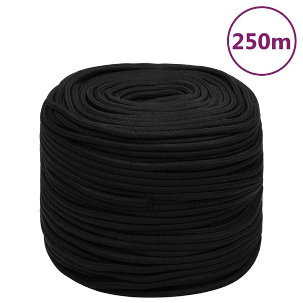 Berkfield Work Rope Black 10 mm 250 m Polyester