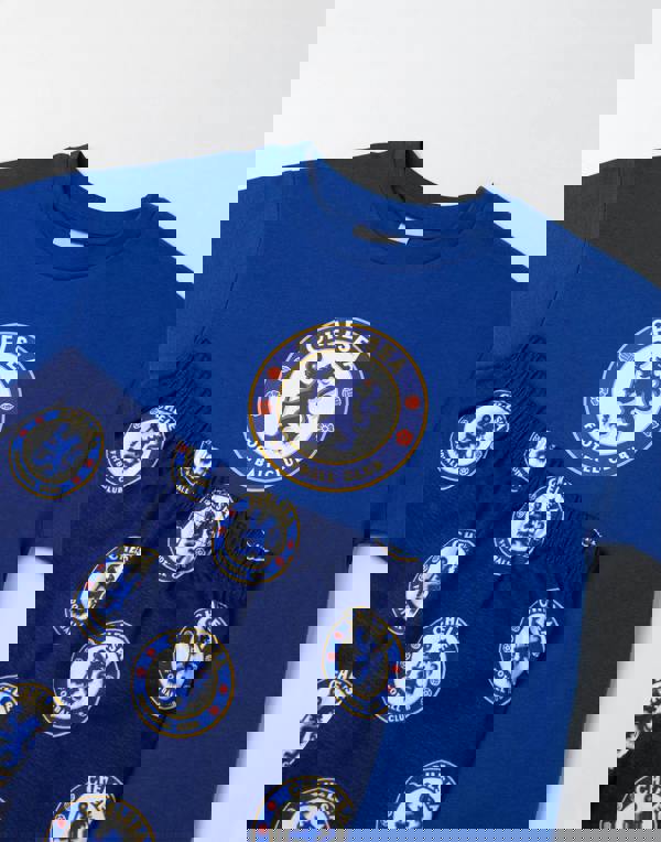 Chelsea Boys Blue Logo Short Sleeve Long Leg Pyjama Set