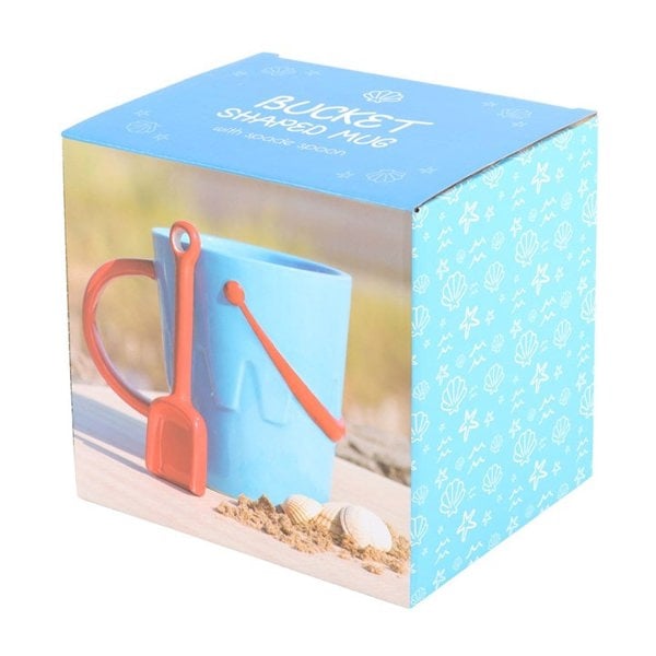 Serano Bucket Shaped Ceramic Mug with Spade Spoon