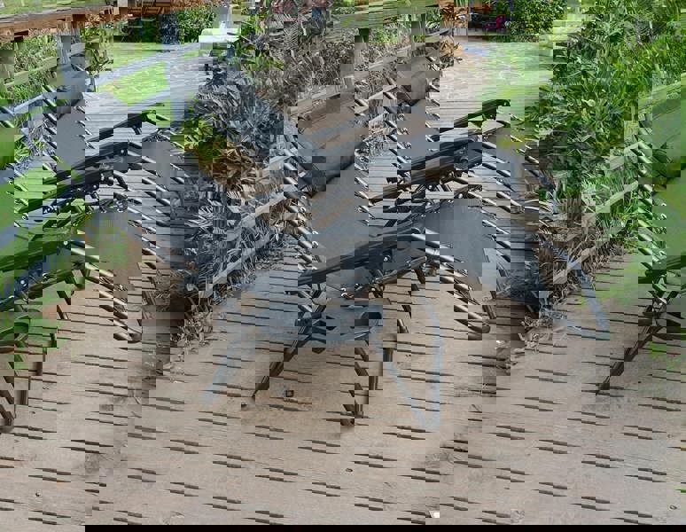 Gr8 Garden 2 x Zero Gravity Reclining Garden Chair Sun Beach Lounger Recliner Outdoor Black