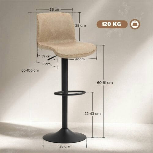 Wyld Haus Salile Set Of 2 Light Brown Faux Leather Breakfast Bar Chairs With Backrest