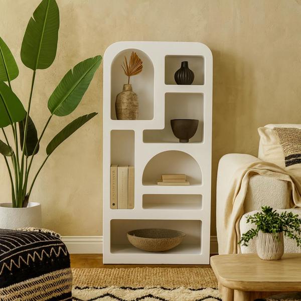 Wyld Haus Atlanta White Abstract Shelving Display Unit with Open Storage