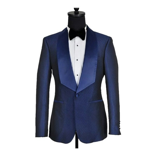 David WeJ DW Signature Satin Shawl Lapel Blazer - Navy