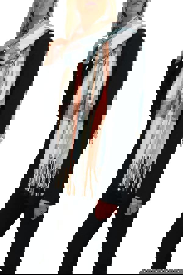 Paulo Due Wool Pashmina Shawl Oversized Plaid Wrap Scarf