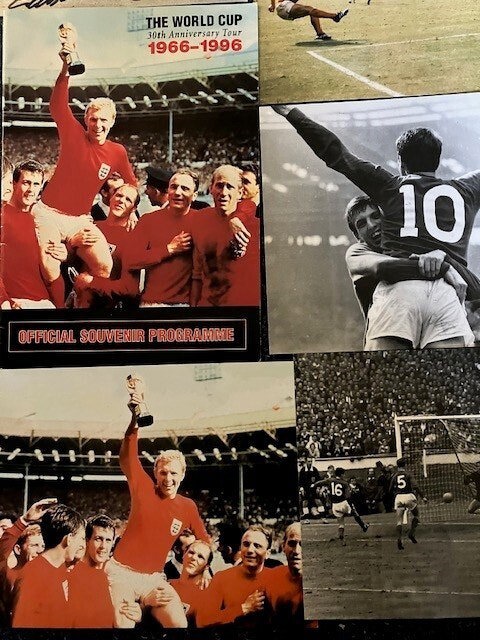 Soccerbid 1966 World Cup photos, Tour brochure and Signed Geoff Hurst 3rd goal image