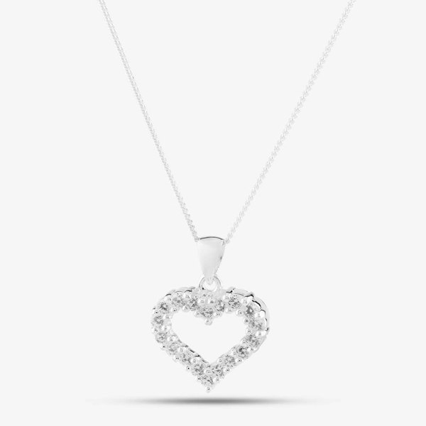 T. H. Baker Sterling Silver Open Heart Crystal Pendant 8.62.8584