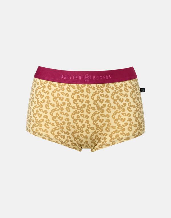 British Boxers Multipack! 4 Pairs of Women's Bamboo Hipster Boxer Briefs – Leopard Rose