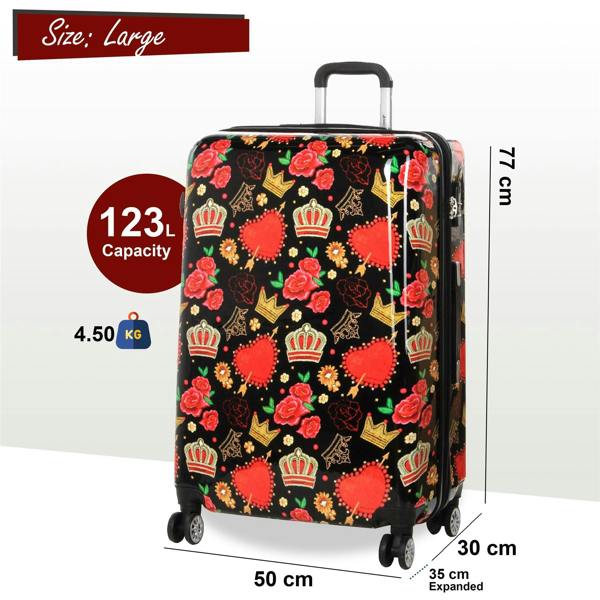 Snowball Strong Expandable Hard Shell Dual 4 Wheel Suitcase Set Print Luggage Cabin Travel Bag