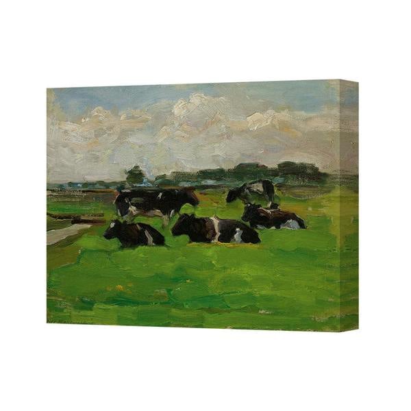 Benjamin Tate Design Cows In Green Pasture Canvas Print Landscape Farm Wall Art