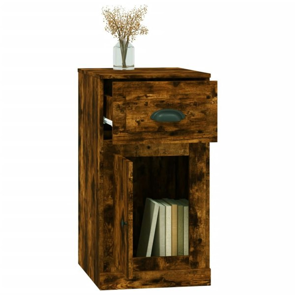Berkfield Side Cabinet with Drawer Smoked Oak 40x50x75 cm Engineered Wood