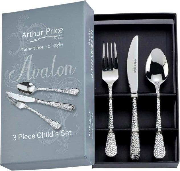Arthur Price 'Avalon' Stainless Steel Gift Boxed Cutlery Childrens Set Knife Fork Spoon