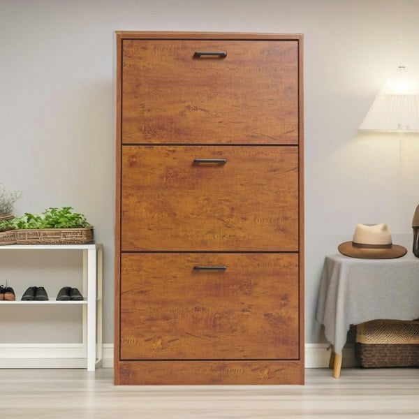 Rafaelo Mobilia 3 Drawer Shoe Storage Cabinet Oak