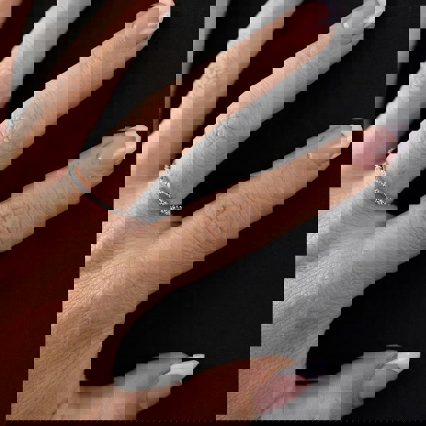 Starbright Silver Cubic Zirconia Claw Set Narrow Half Eternity Ring R6843 3A