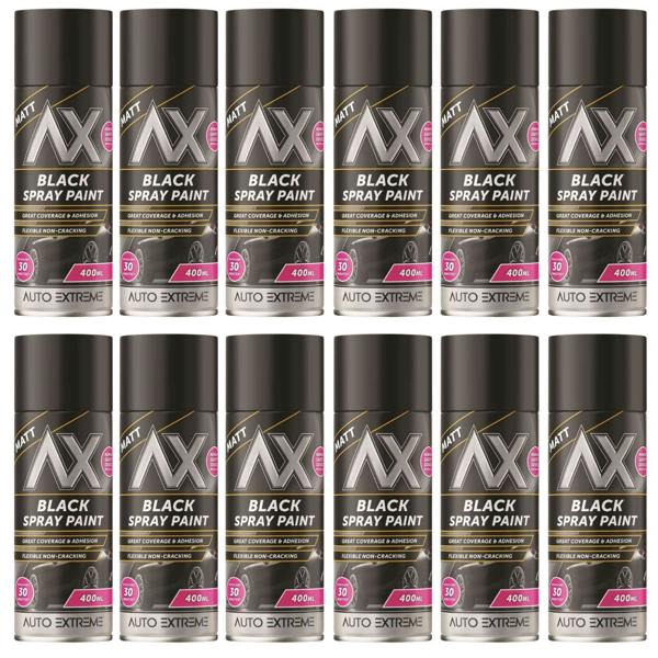 Auto Extreme 12X Auto Extreme Black Matt Spray Paint 400ml