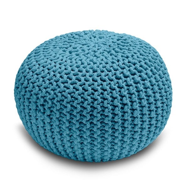Snug City Knitted Pouffe Chunky Round Footstool Ottoman 100% Cotton