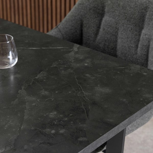 Furniture To Go Amble Extending Dining Table with Black Marble Melamine Top & Black Legs 160-220