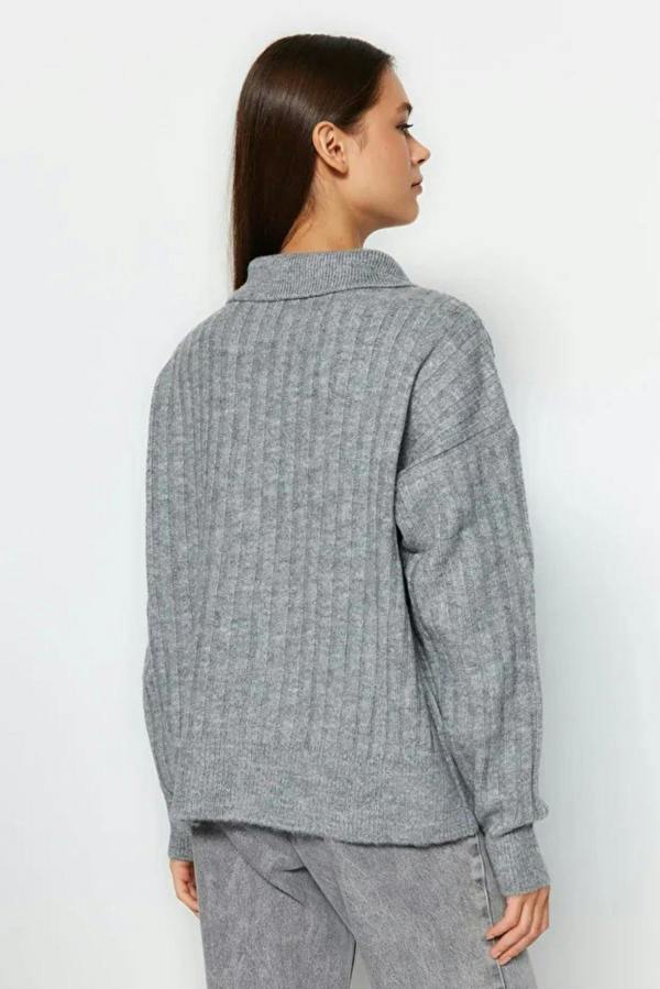 Hoxton Gal Soft-Textured Viscose Polo Neck Knit Sweater