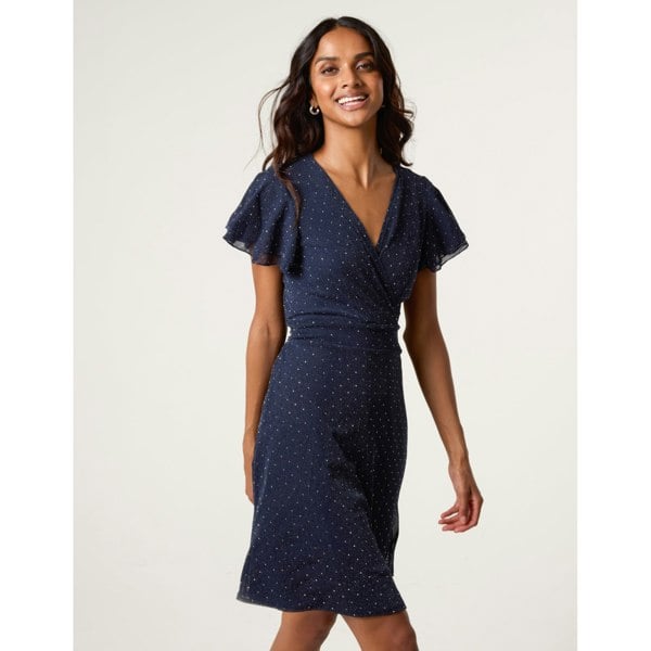 Blue Vanilla Rhinestone Diamante Wrap Dress