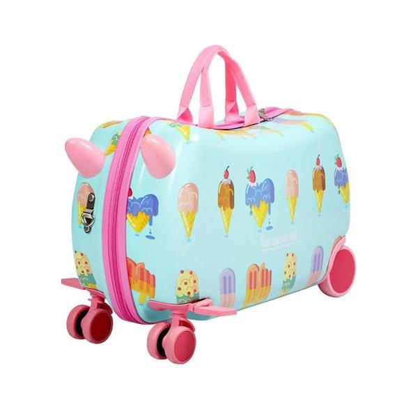 Dekko Kids Ride On Suitcase Children Travel Luggage Carry Bag Trolley Ice Cream