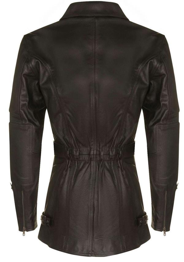 Infinity Leather Mens Cross Zip Mid-Length CE Armour Biker Jacket